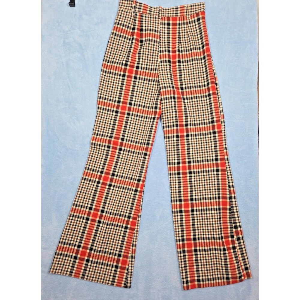 Free People Jules Plaid Pants 6 Flare Wide Leg High Rise Academia Preppy Clueles - Picture 4 of 10